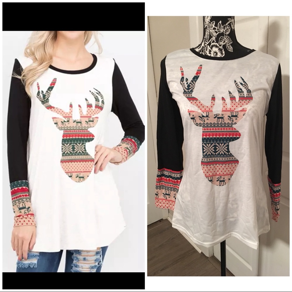 Black Reindeer Top